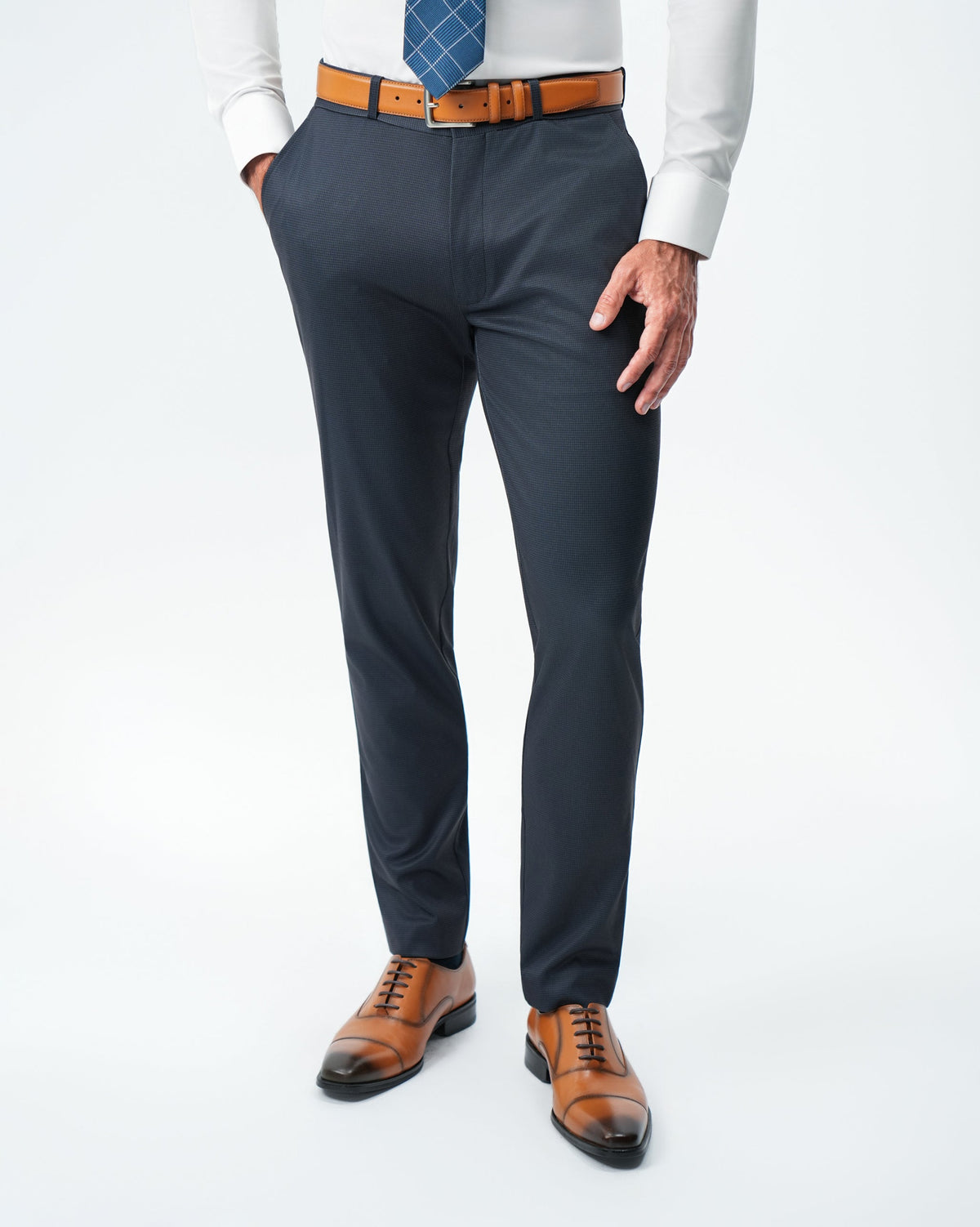 State & Liberty - Athletic Fit Stretch Suit Pants - Navy & Black Mini Houndstooth