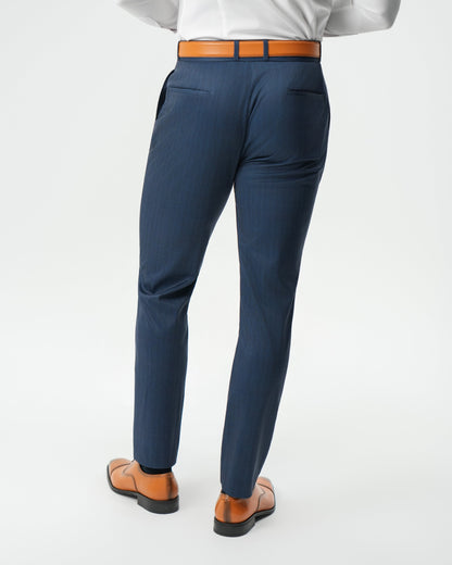 State & Liberty - Athletic Fit Stretch Suit Pants - Navy & White Pinstripe