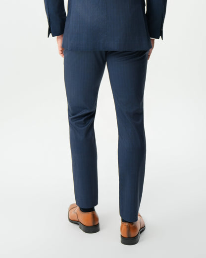 State & Liberty - Athletic Fit Stretch Suit Pants - Navy & White Pinstripe