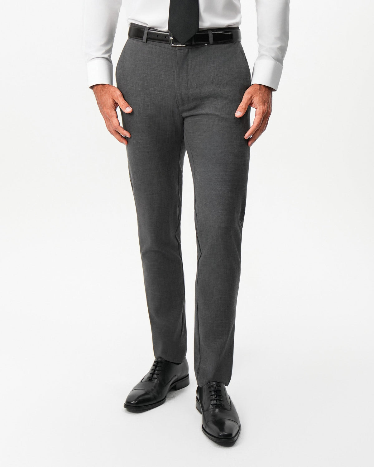 State & Liberty - Athletic Fit Stretch Suit Pants - Dark Grey Crosshatch