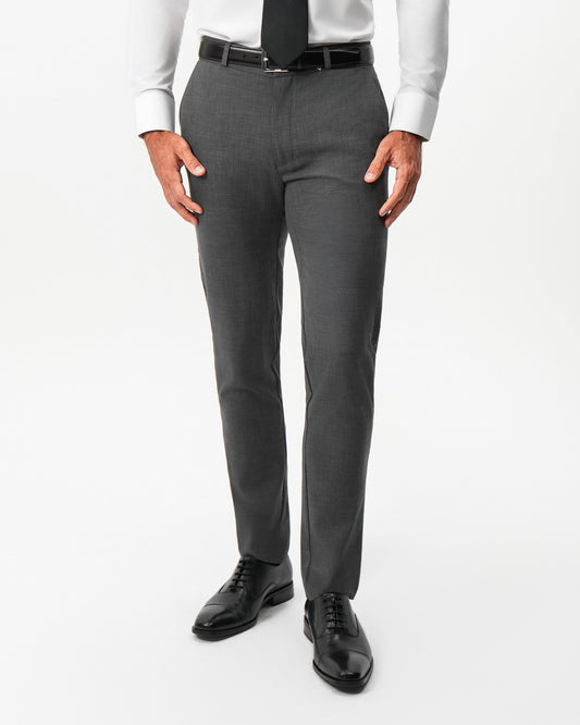 State & Liberty - Athletic Fit Stretch Suit Pants - Dark Grey Crosshatch