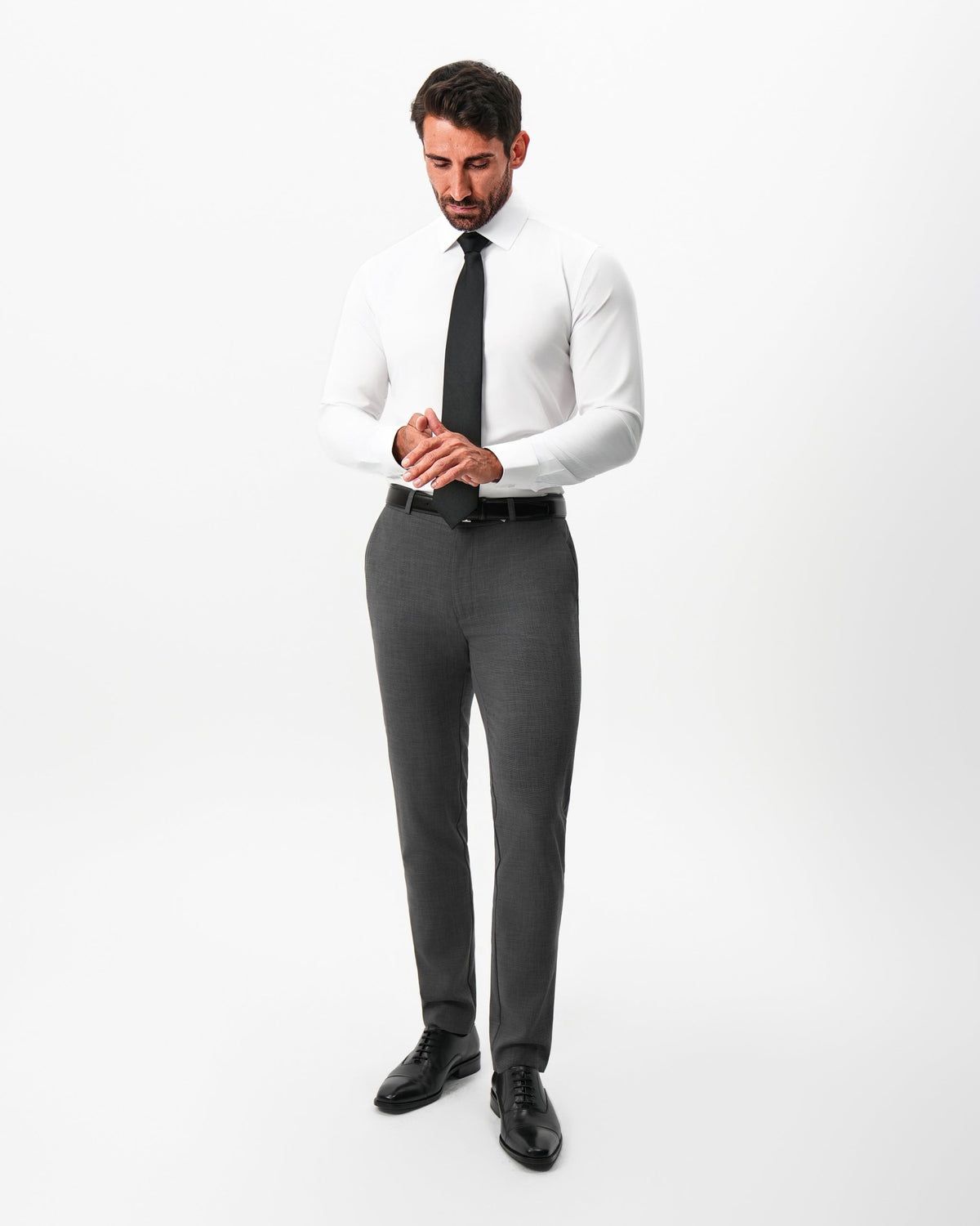 State & Liberty - Athletic Fit Stretch Suit Pants - Dark Grey Crosshatch