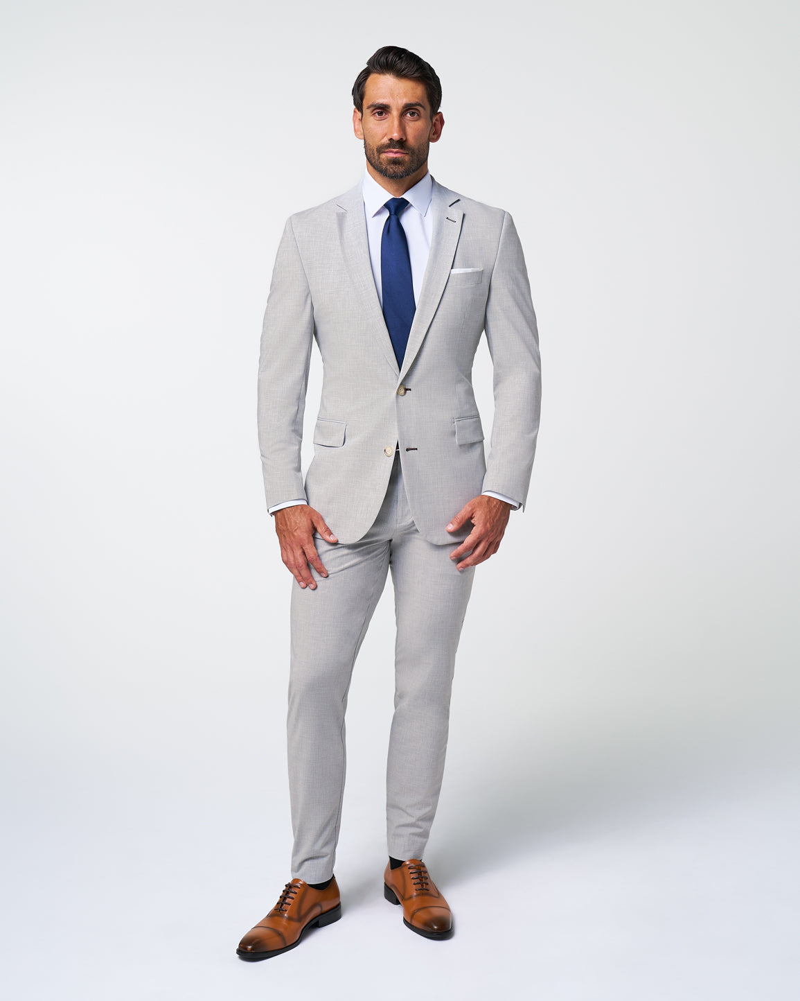 State & Liberty - Athletic Fit Suit Pants - Lightweight Heathered Light Grey