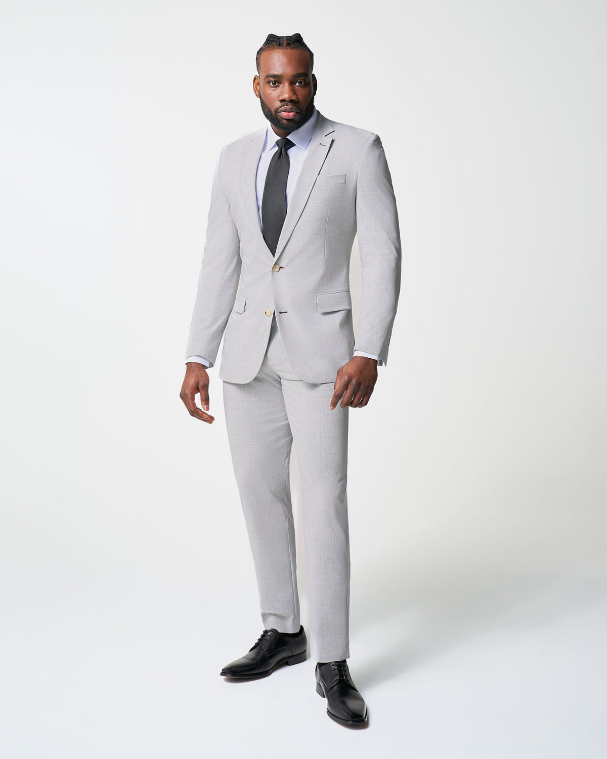 State & Liberty - Athletic Fit Suit Pants - Lightweight Heathered Light Grey