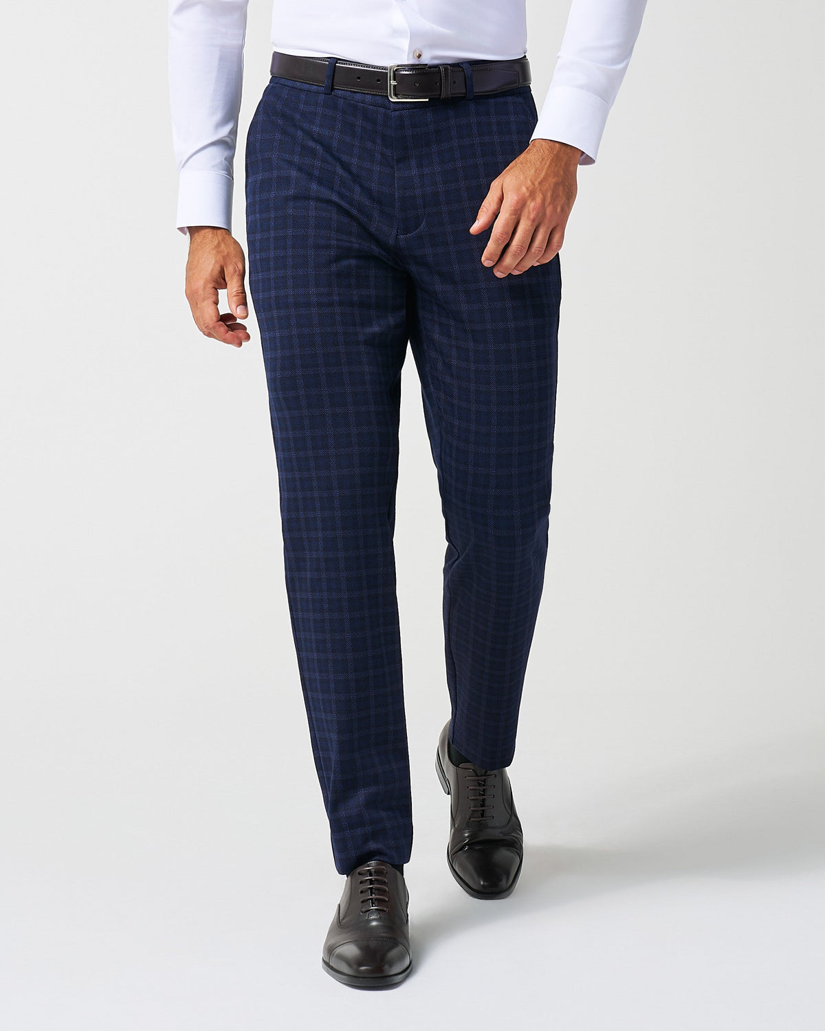 State & Liberty - Athletic Fit Stretch Wool Suit Pants - Blue Plaid