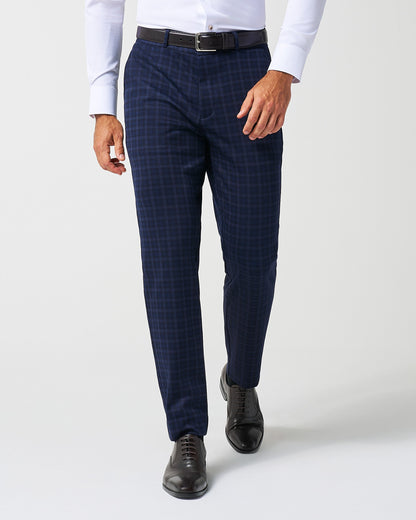 State & Liberty - Athletic Fit Stretch Wool Suit Pants - Blue Plaid