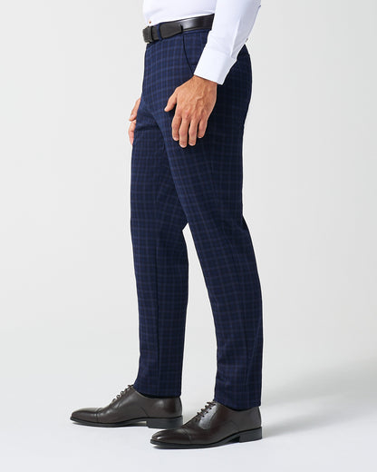 State & Liberty - Athletic Fit Stretch Wool Suit Pants - Blue Plaid