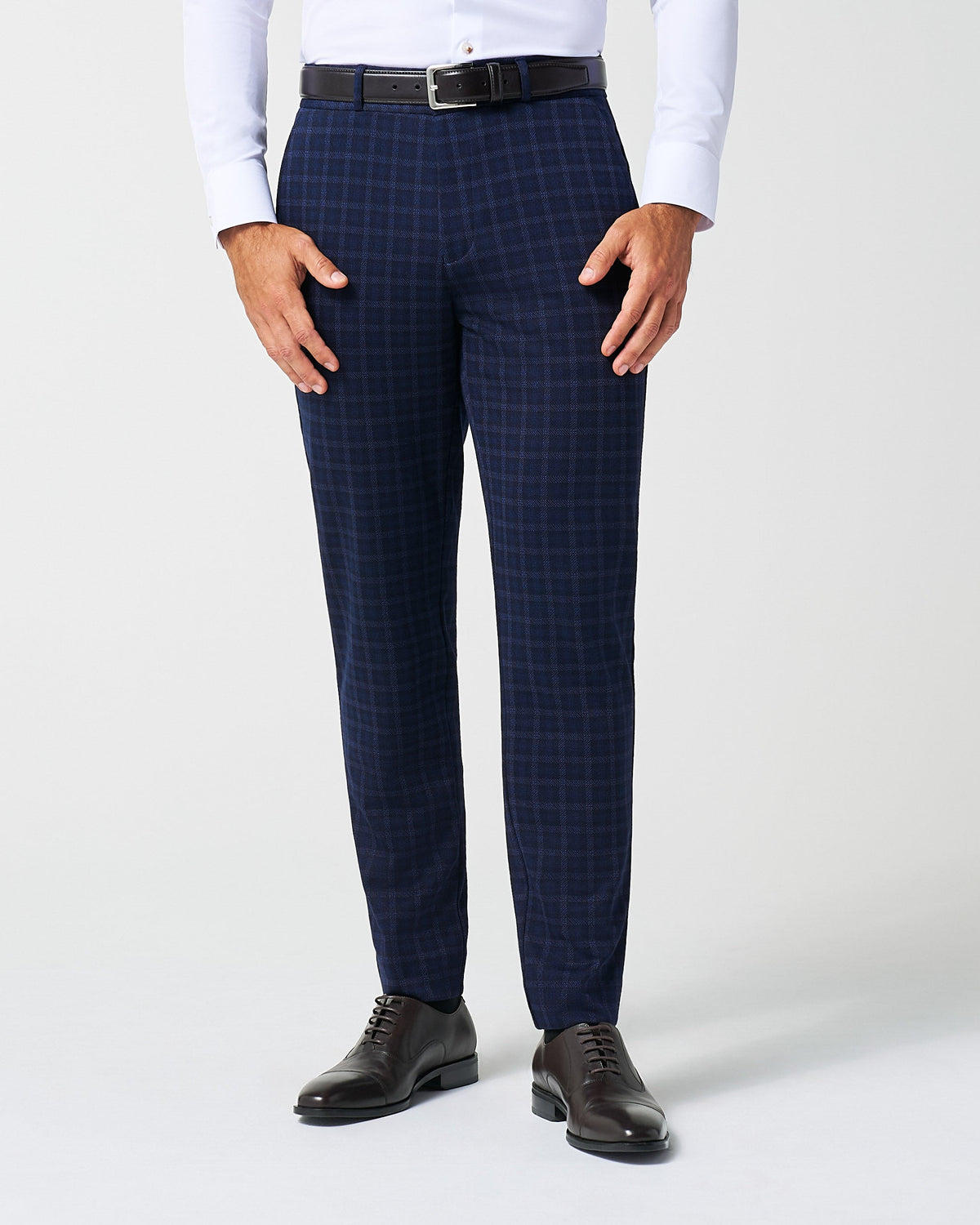 State & Liberty - Athletic Fit Stretch Wool Suit Pants - Blue Plaid