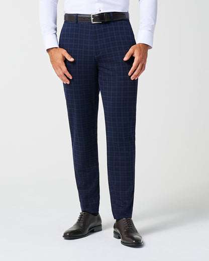 State & Liberty - Athletic Fit Stretch Wool Suit Pants - Blue Plaid