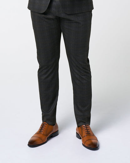 State & Liberty - Athletic Fit Stretch Suit Pants - Brown Plaid