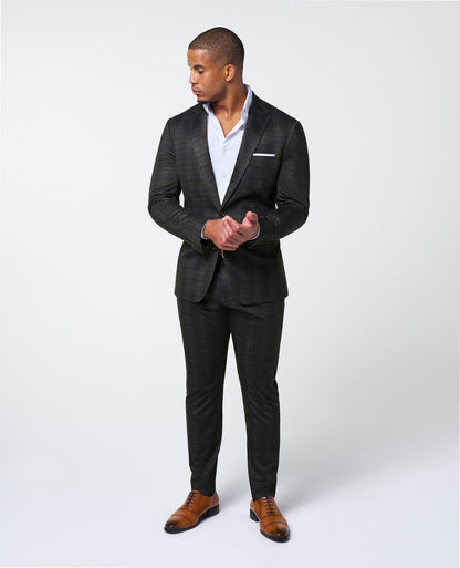 State & Liberty - Athletic Fit Stretch Suit Pants - Brown Plaid