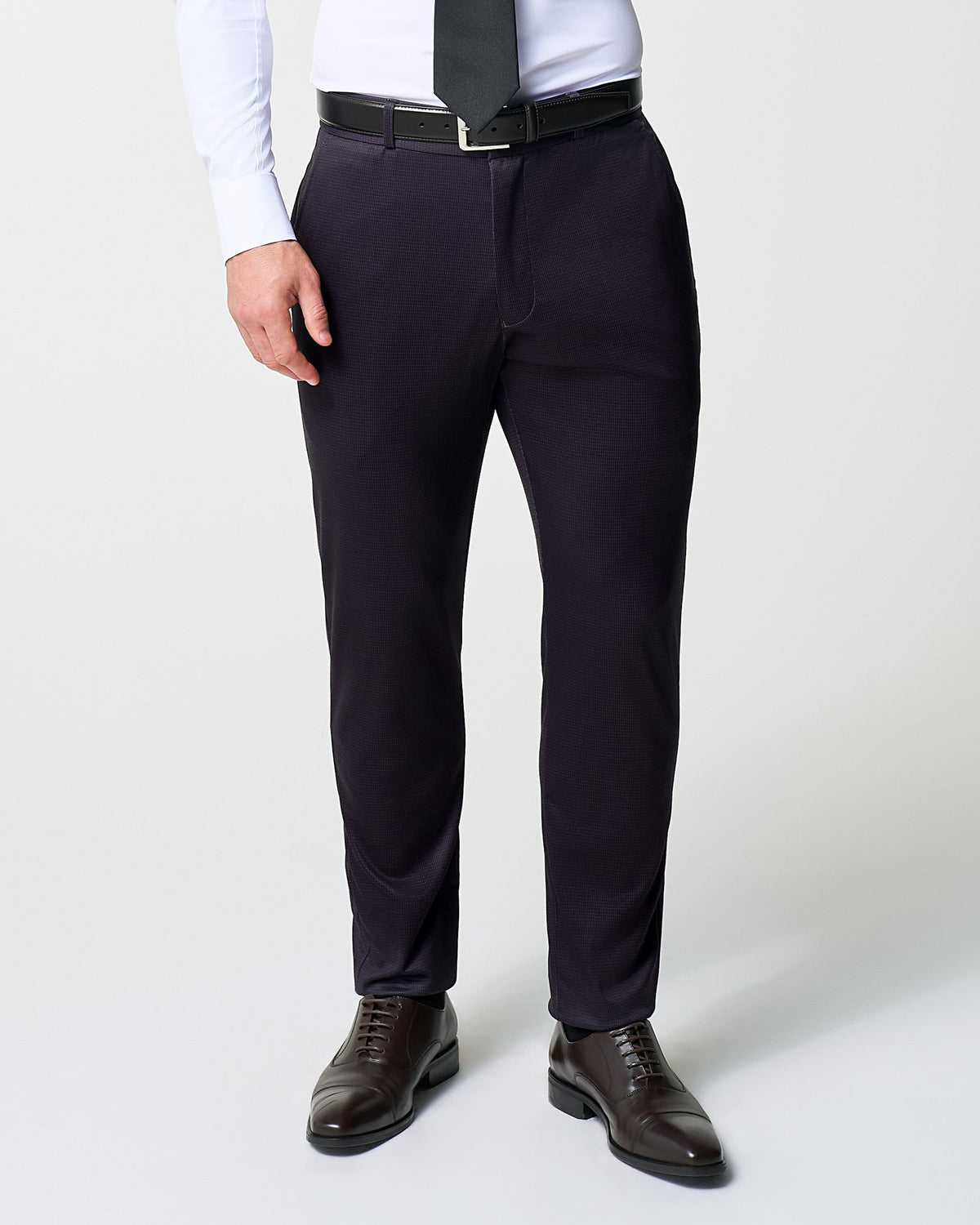 State & Liberty - Athletic Fit Stretch Suit Pants - Deep Burgundy Microcheck