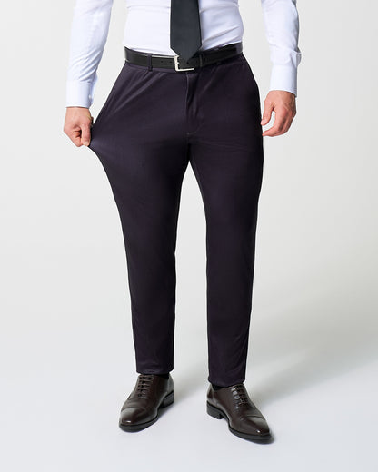 State & Liberty - Athletic Fit Stretch Suit Pants - Deep Burgundy Microcheck