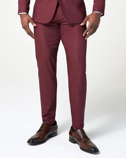 State & Liberty - Athletic Fit Stretch Suit Pants - Heathered Maroon