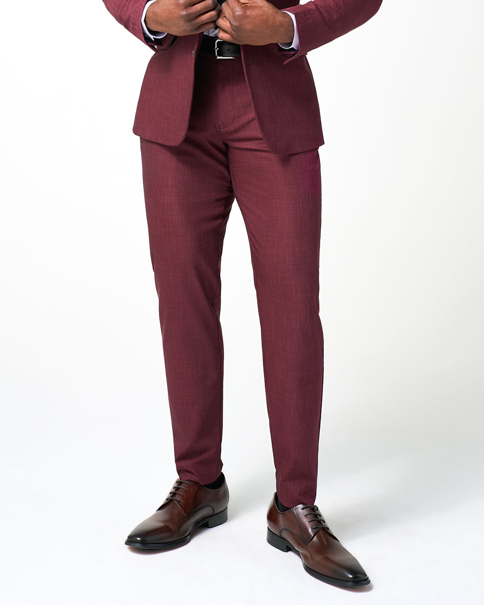 State & Liberty - Athletic Fit Stretch Suit Pants - Heathered Maroon