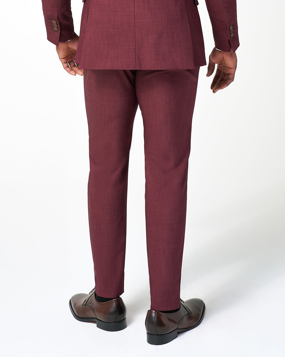 State & Liberty - Athletic Fit Stretch Suit Pants - Heathered Maroon