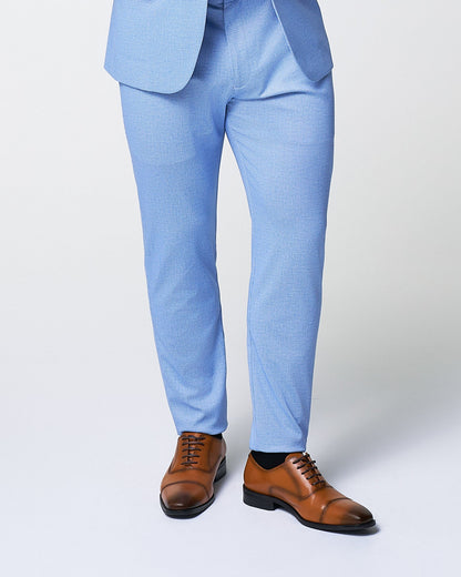 State & Liberty - Athletic Fit Stretch Suit Pants - Light Blue Mini Houndstooth
