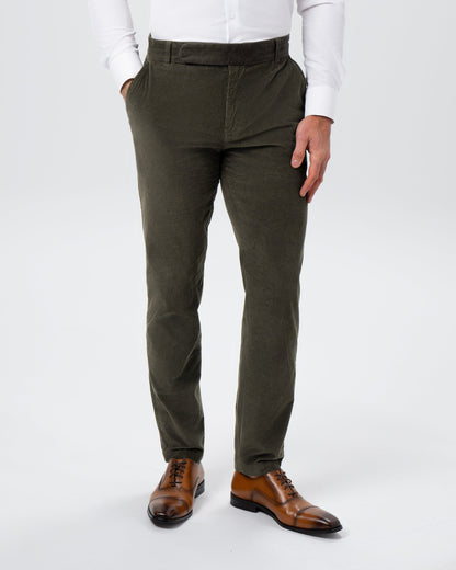 State & Liberty - Corduroy Flat Front Waistband Pant - Dark Olive