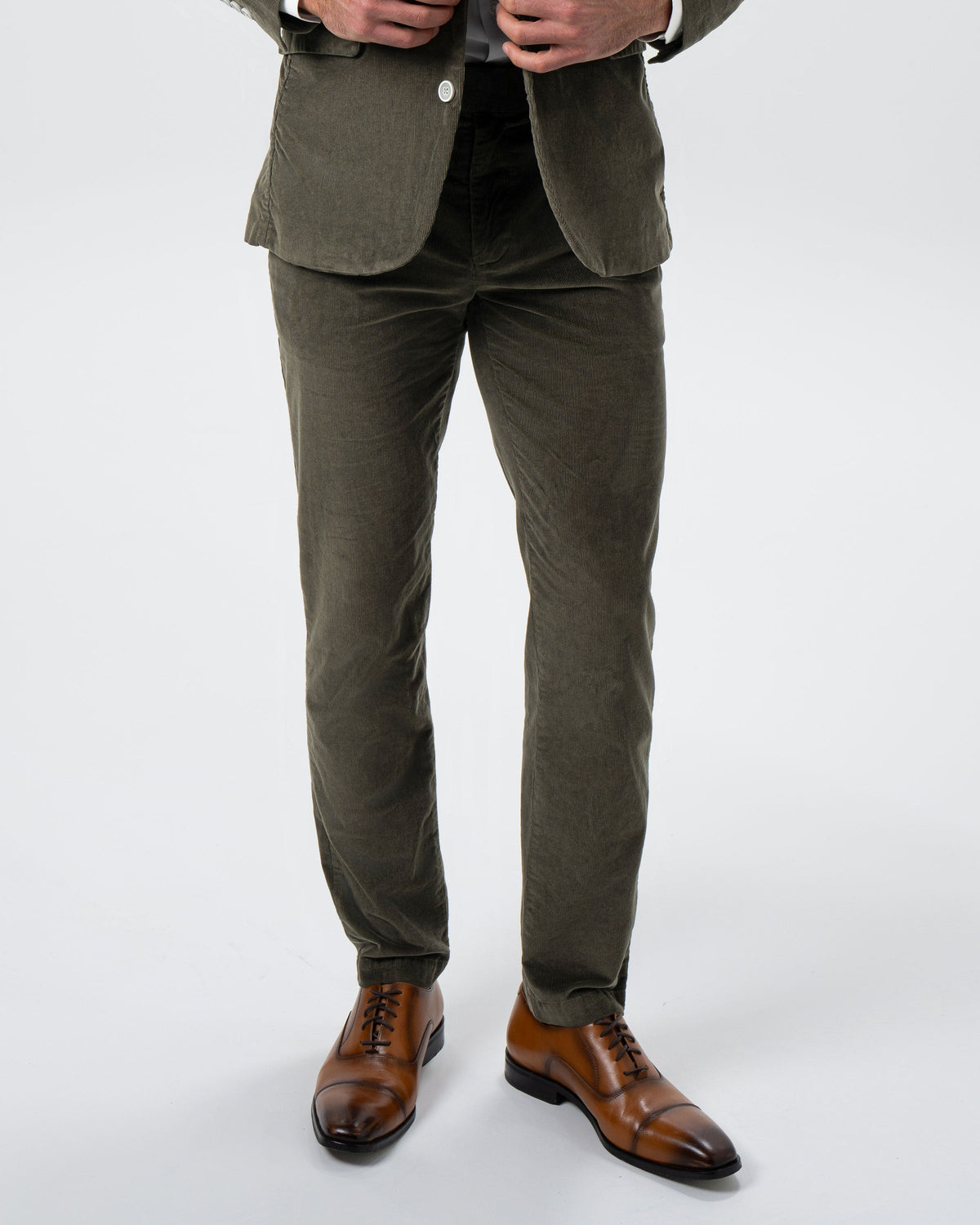 State & Liberty - Corduroy Flat Front Waistband Pant - Dark Olive