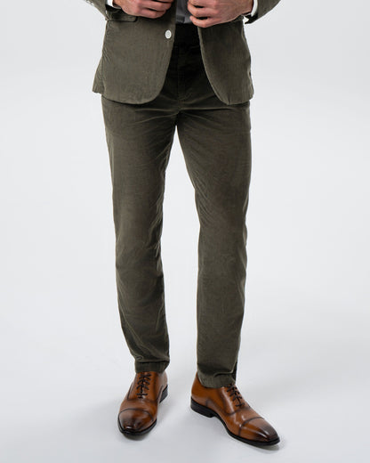 State & Liberty - Corduroy Flat Front Waistband Pant - Dark Olive