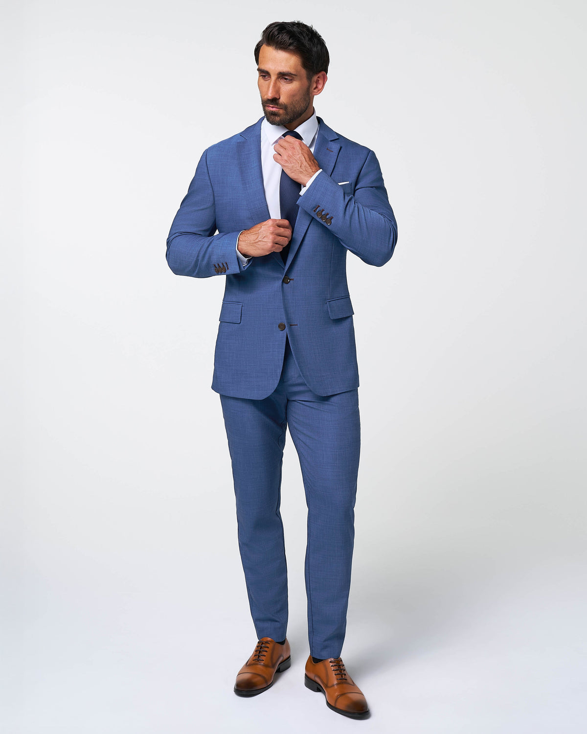State & Liberty - Athletic Fit Stretch Suit Pants - Heathered Blue