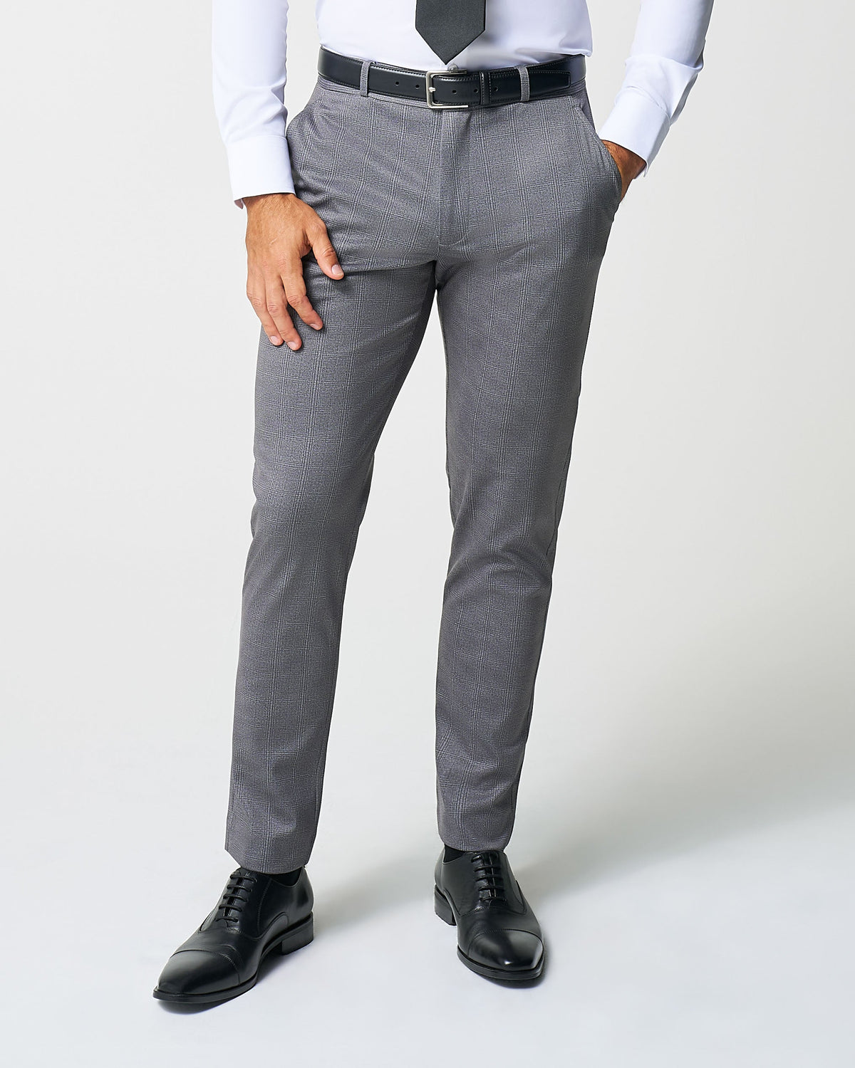 State & Liberty - Athletic Fit Stretch Suit Pants - Shadow Grey Plaid