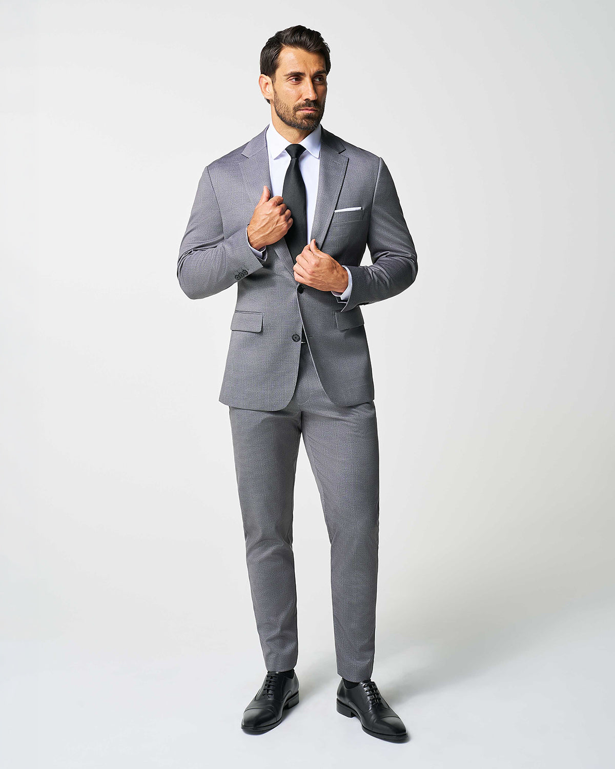 State & Liberty - Athletic Fit Stretch Suit Pants - Shadow Grey Plaid