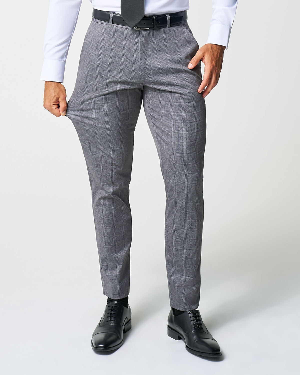 State & Liberty - Athletic Fit Stretch Suit Pants - Shadow Grey Plaid
