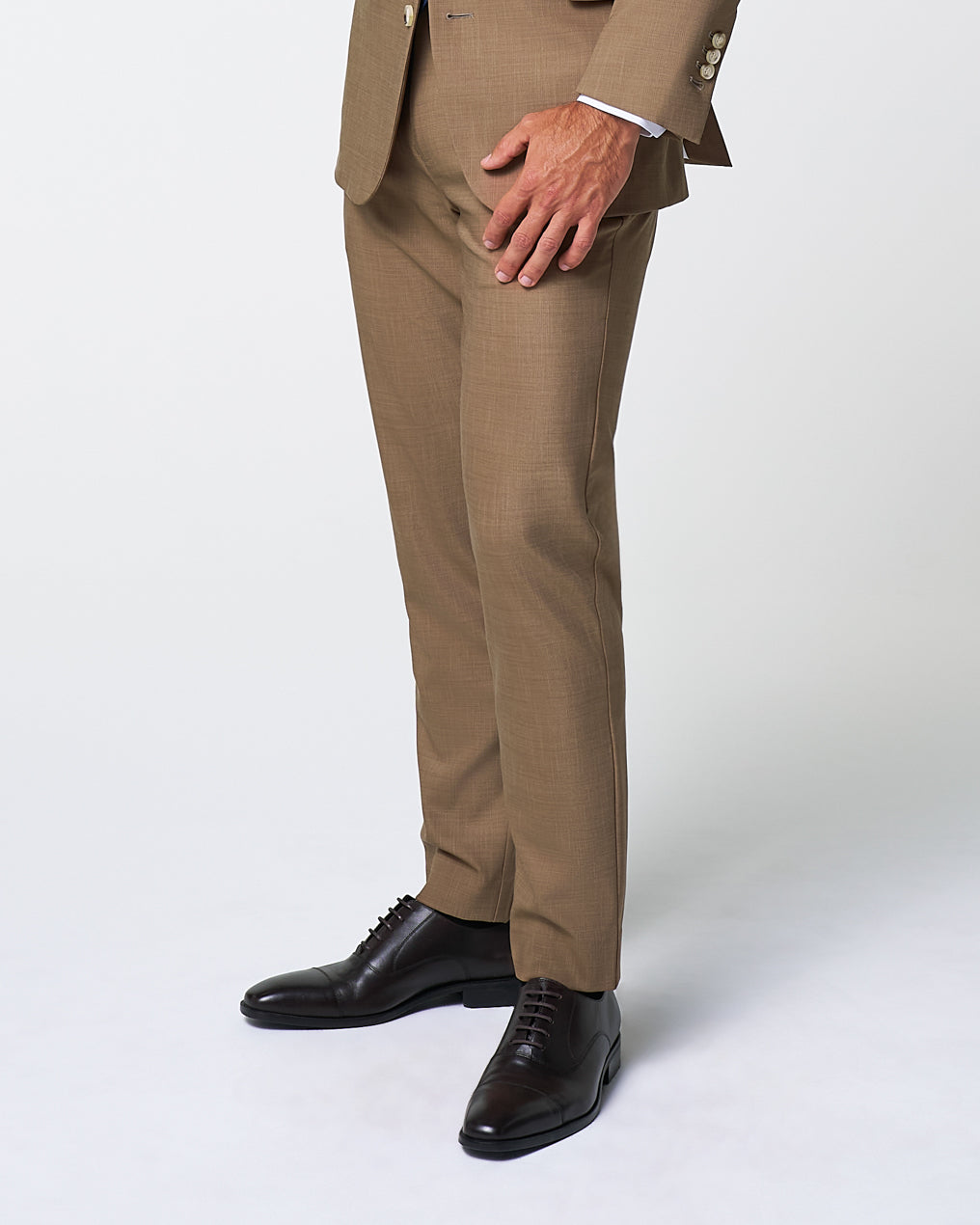 State & Liberty - Athletic Fit Stretch Suit Pants - Heathered Cappuccino