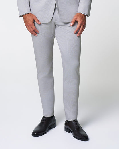 State & Liberty - Brushed Tech Suit Pant - Light Grey Microcheck