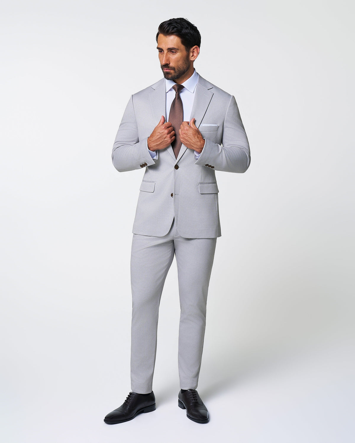 State & Liberty - Brushed Tech Suit Pant - Light Grey Microcheck