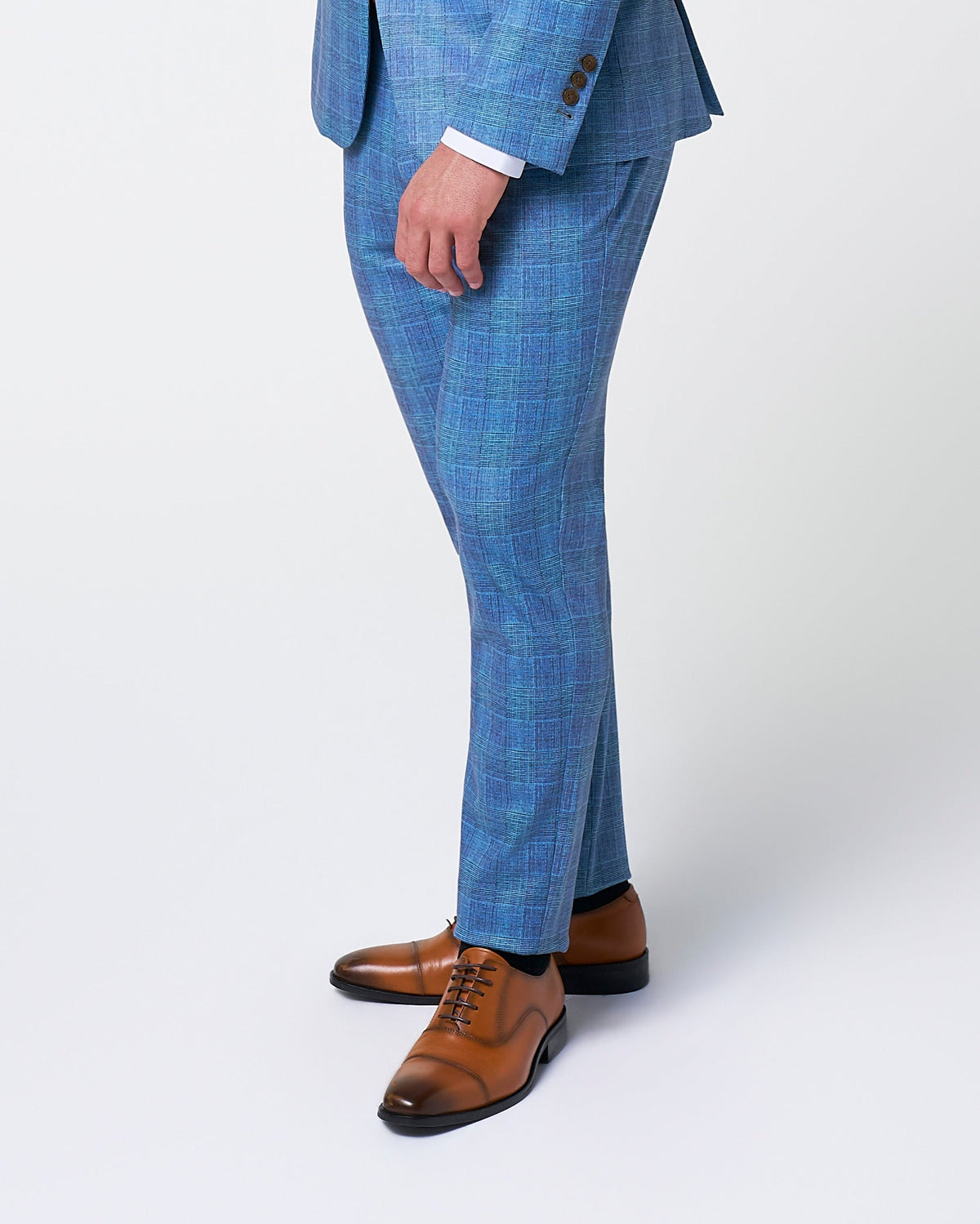 State & Liberty - Brushed Tech Suit Pant - Electric Blue Plaid
