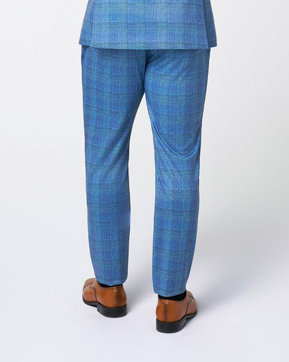 State & Liberty - Brushed Tech Suit Pant - Electric Blue Plaid