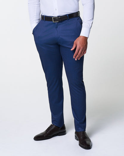 State & Liberty - Athletic Fit Stretch Suit Pants - Navy & White Stripe