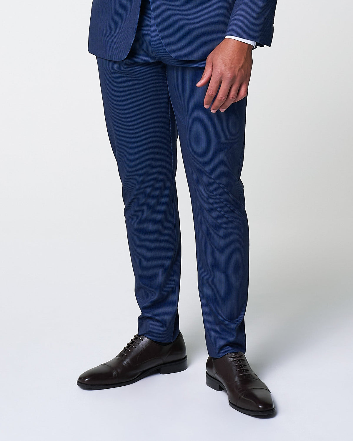State & Liberty - Athletic Fit Stretch Suit Pants - Navy & White Stripe