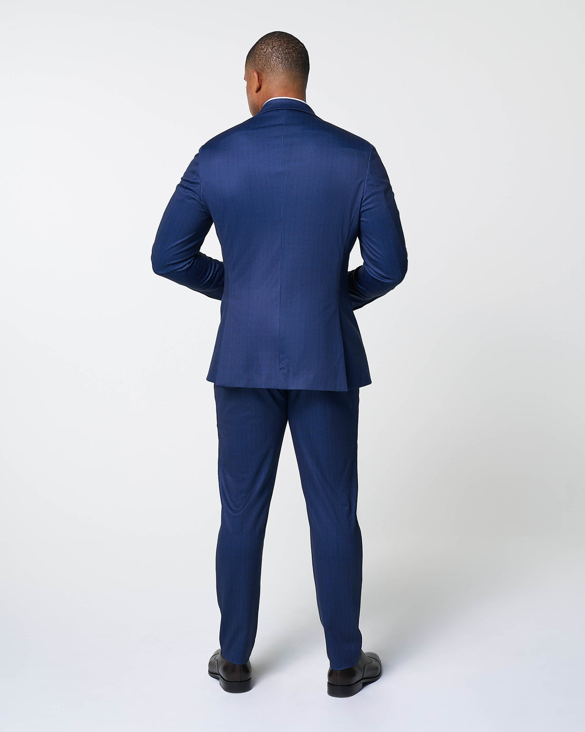 State & Liberty - Athletic Fit Stretch Suit Pants - Navy & White Stripe
