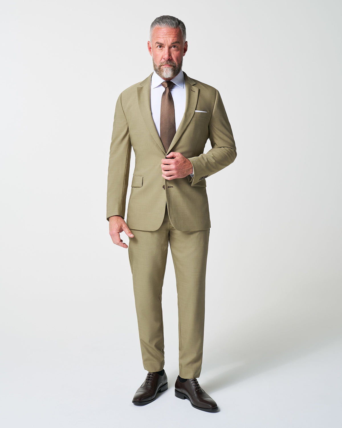 State & Liberty - Athletic Fit Stretch Suit Pants - Heathered Olive