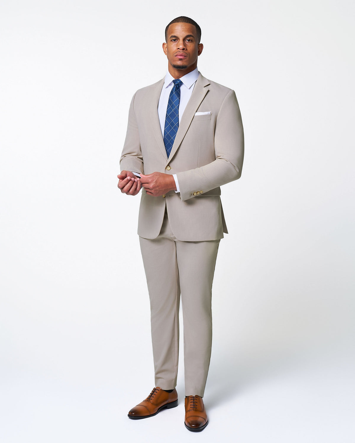 State & Liberty - Athletic Fit Stretch Suit Pants - Heathered Stone
