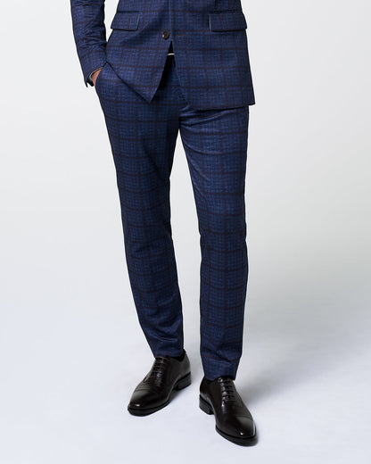 State & Liberty - Athletic Fit Stretch Suit Pants - Navy & Maroon Windowpane