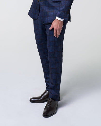 State & Liberty - Athletic Fit Stretch Suit Pants - Navy & Maroon Windowpane