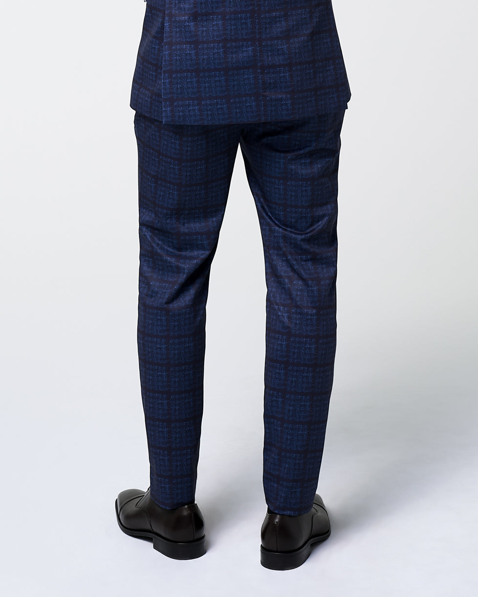 State & Liberty - Athletic Fit Stretch Suit Pants - Navy & Maroon Windowpane