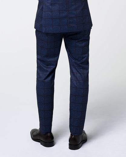 State & Liberty - Athletic Fit Stretch Suit Pants - Navy & Maroon Windowpane