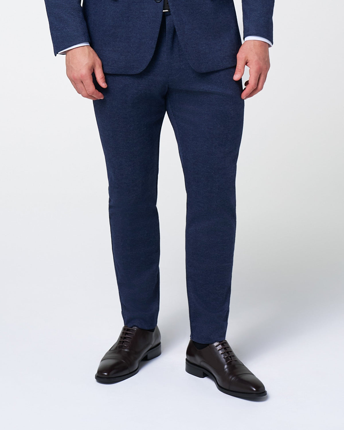 State & Liberty - Athletic Fit Stretch Wool Suit Pants - Navy Herringbone