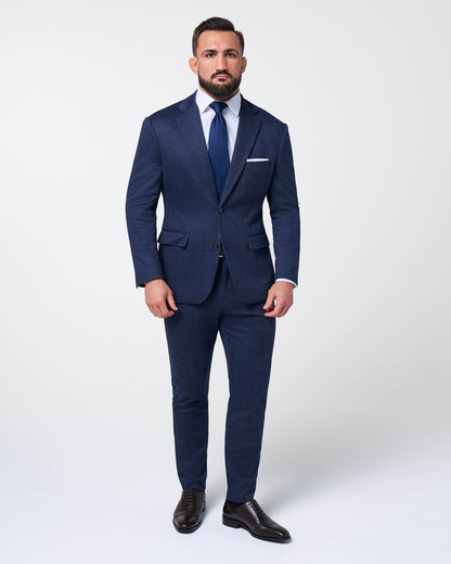 State & Liberty - Athletic Fit Stretch Wool Suit Pants - Navy Herringbone