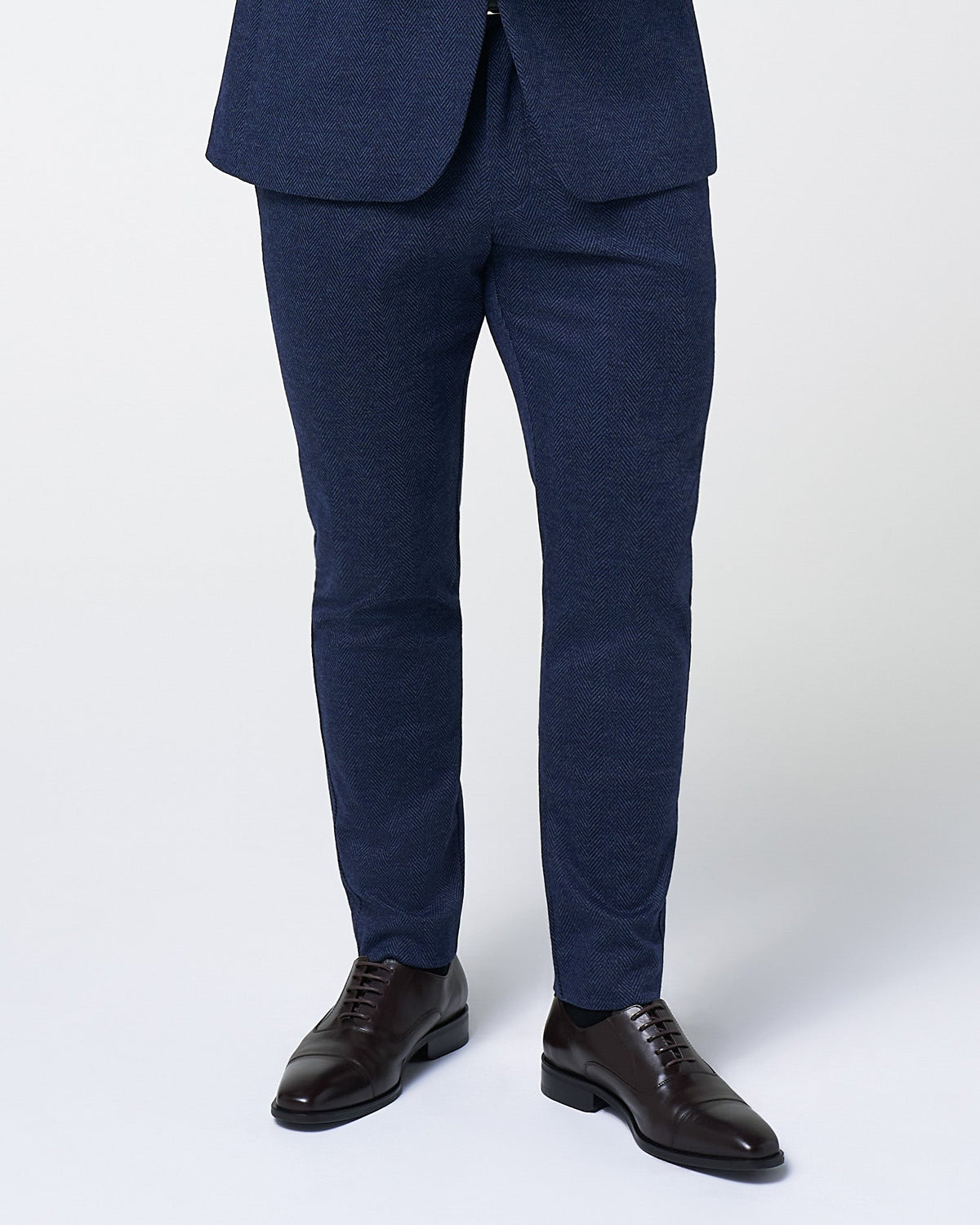 State & Liberty - Athletic Fit Stretch Wool Suit Pants - Navy Herringbone
