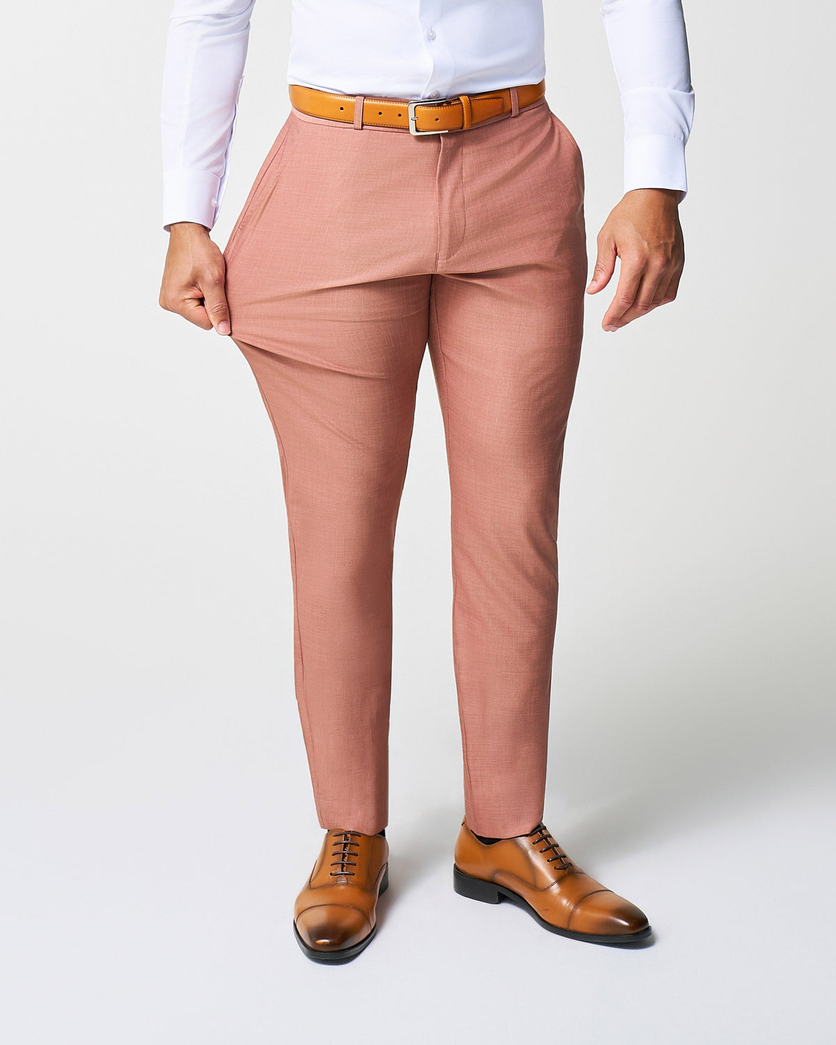 State & Liberty - Athletic Fit Stretch Suit Pants - Heathered Salmon