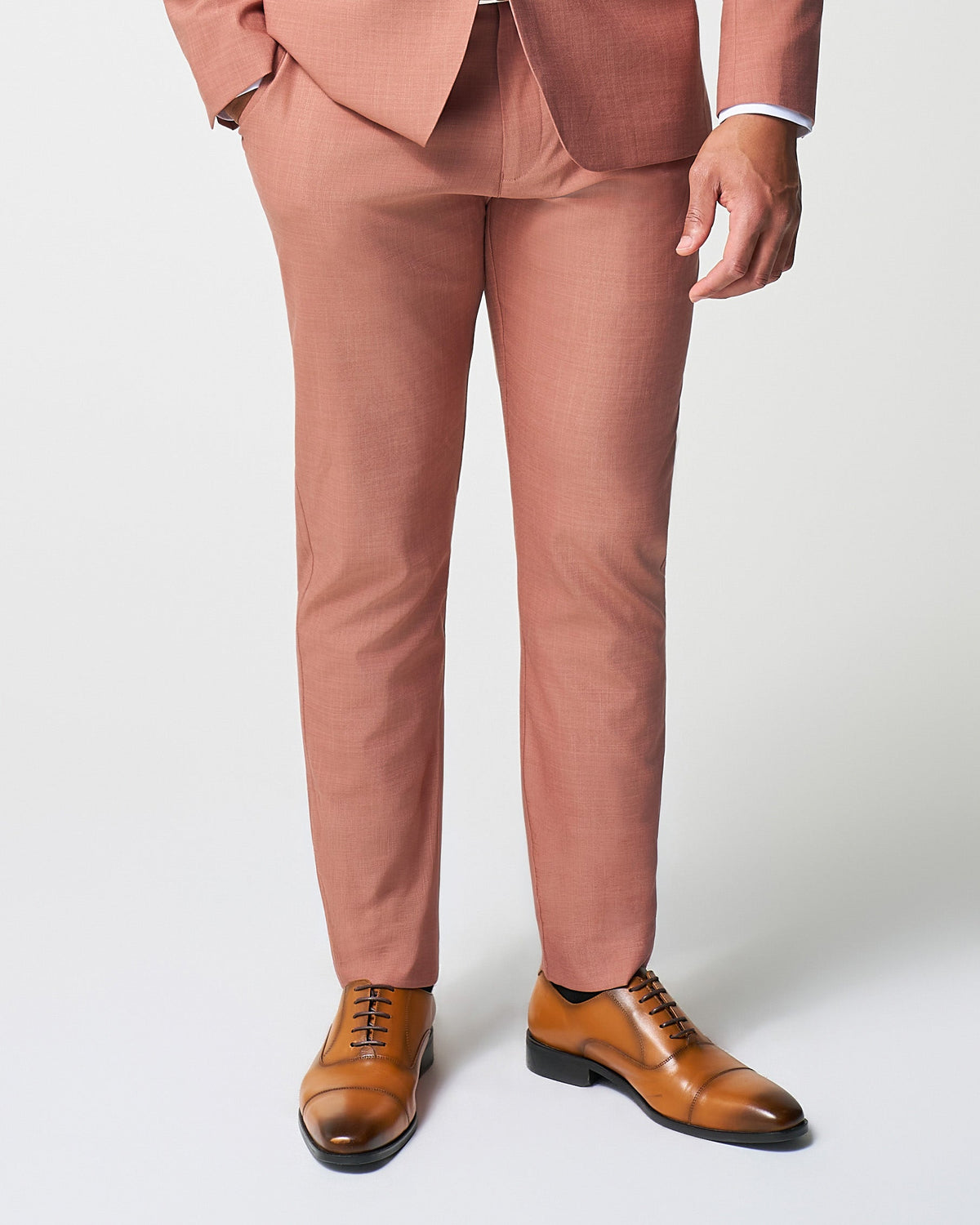 State & Liberty - Athletic Fit Stretch Suit Pants - Heathered Salmon