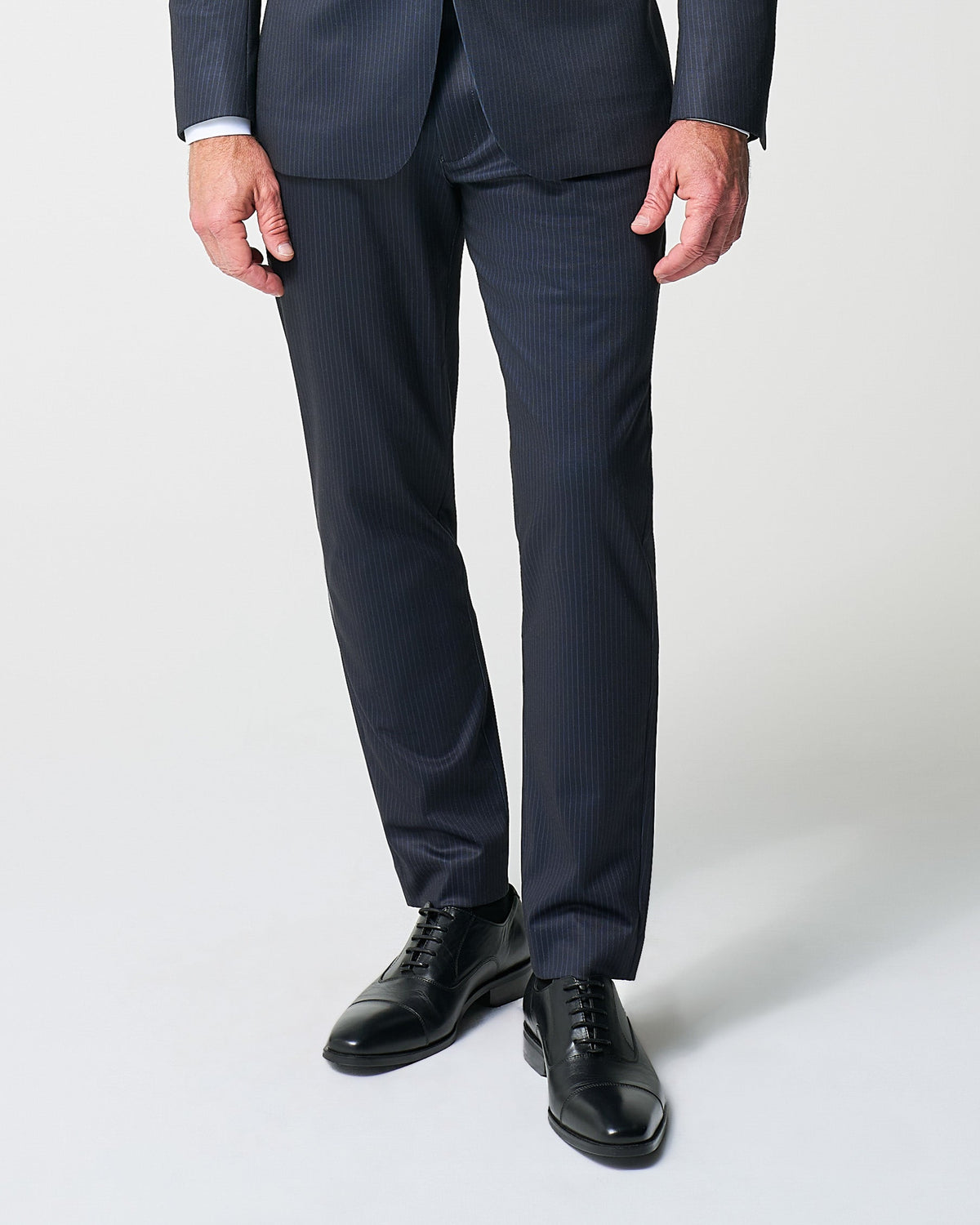 State & Liberty - Athletic Fit Stretch Suit Pants - Knit Blue Chalk Stripe