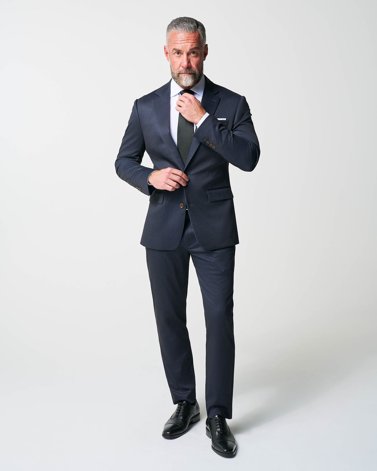 State & Liberty - Athletic Fit Stretch Suit Pants - Knit Blue Chalk Stripe