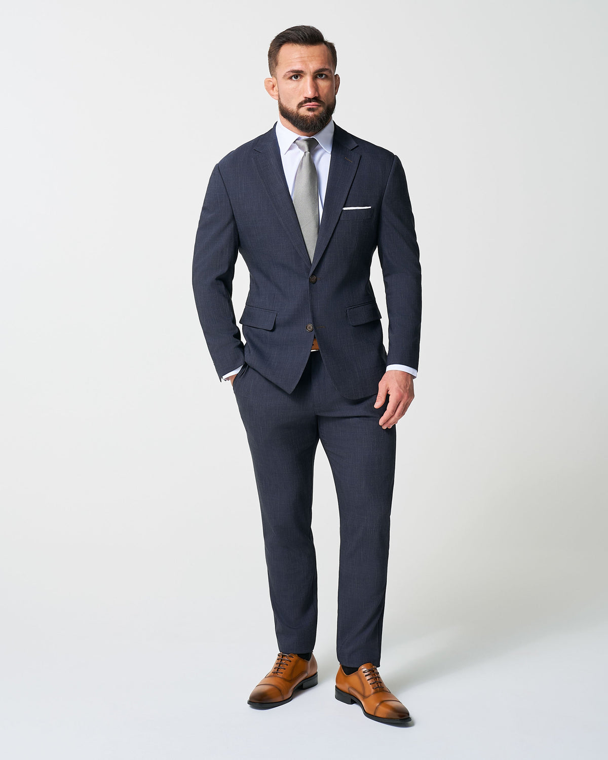 State & Liberty - Athletic Fit Stretch Suit Pants - Heathered Midnight Navy